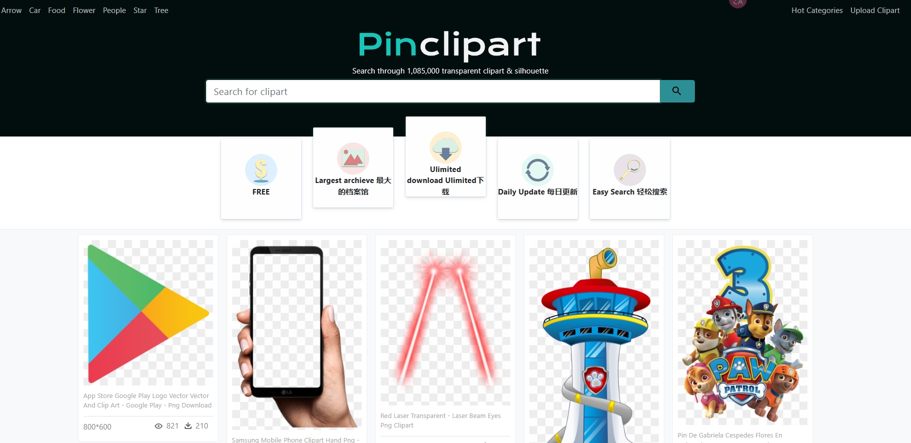 Pinclipart,一个资源丰富、用户友好的透明背景剪贴画图像社区。