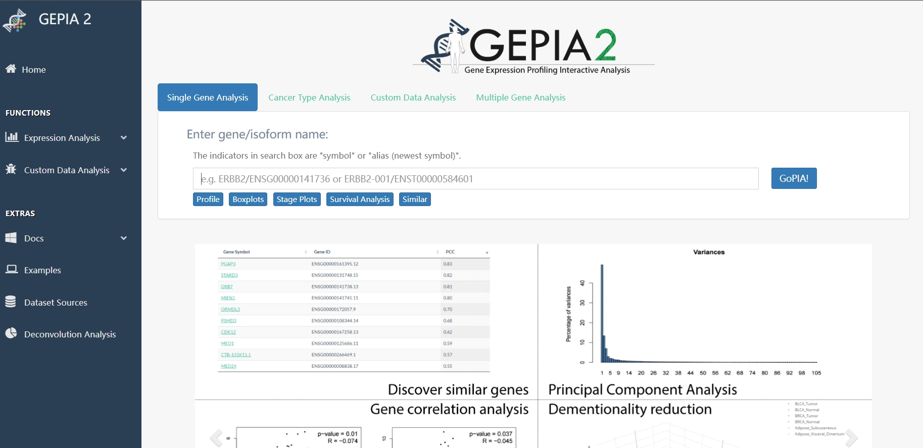 GEPIA2,在线TCGA基因表达和生存分析的工具