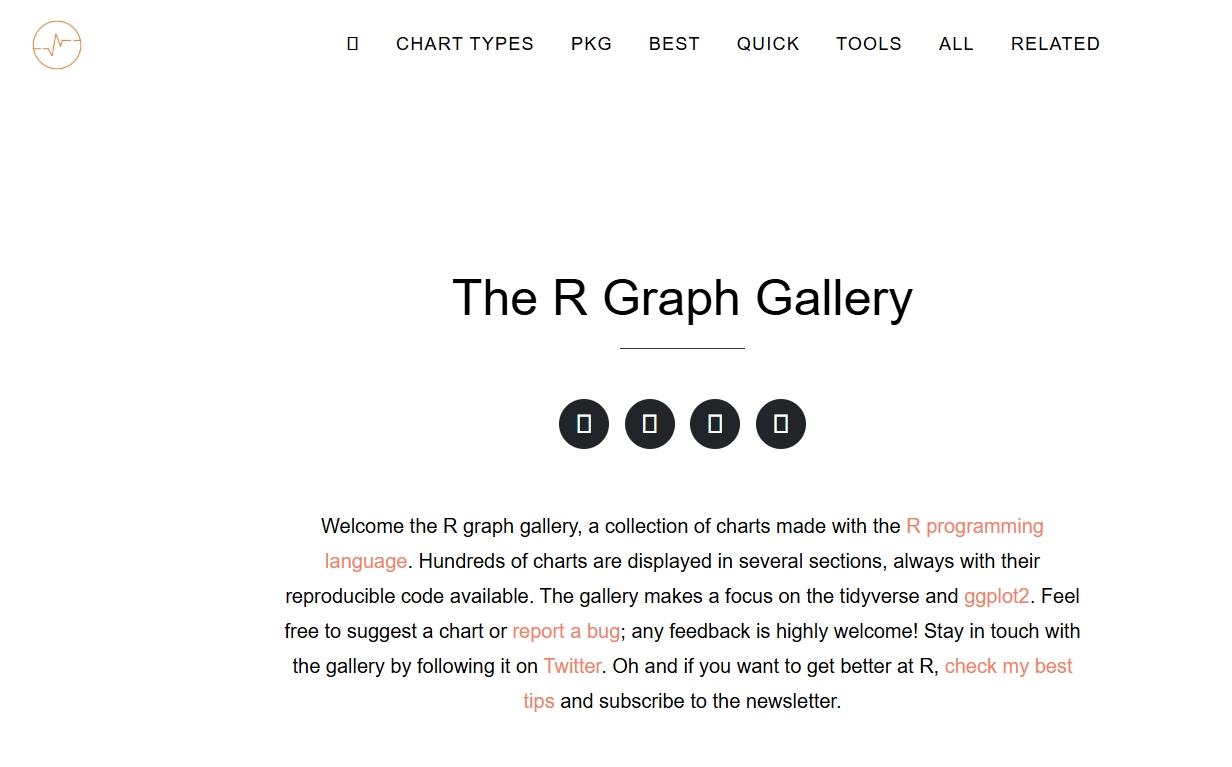 The R Graph Gallery,不仅展示了丰富的图形示例，还提供了实现这些图形的R代码。