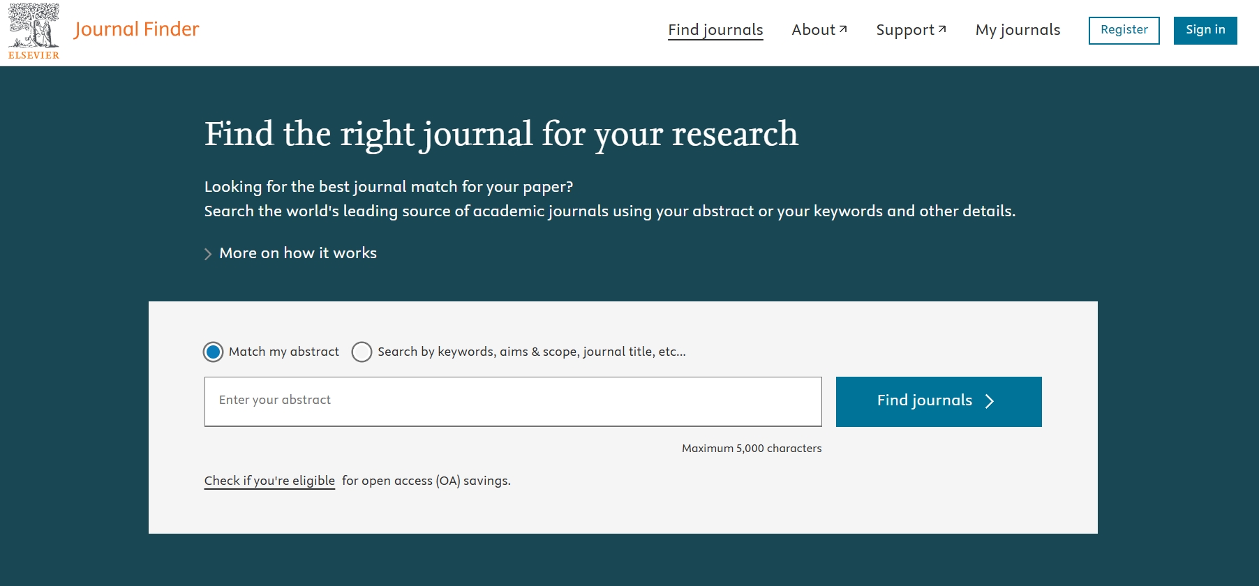 Elsevier Journal Finder,Elsevier Journal Finder是Elsevier出版商开发的一款选刊工具，旨在帮助研究人员和学者找到最适合其论文的Elsevier期刊。